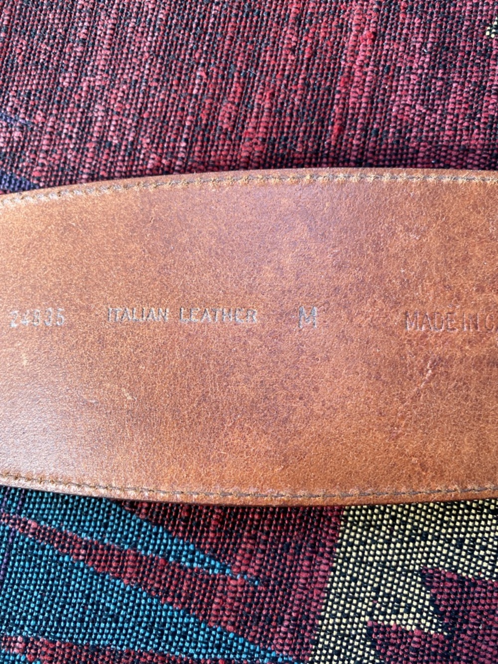 Italian Leather Belt with Brass Buckle - Picture 5 of 8